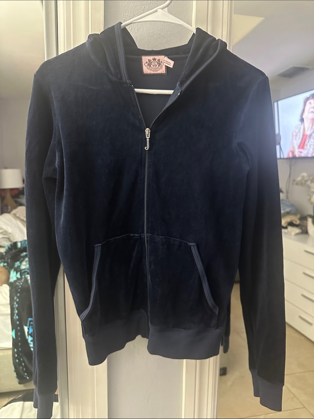 Juicy Couture Navy Velour Zip Hoodie